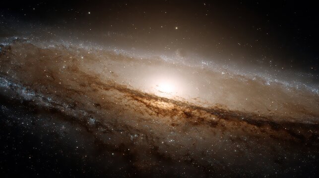 Spiral Galaxy M81 Against a Black Backdrop Displaying Billions of Stars and Swirling Gas Clouds