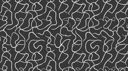 Abstract Pattern of White Curvilinear Lines on Dark Gray Background Creates Intricate Swirling Design with No Apparent Beginning or End