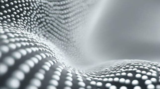 Abstract Silver Wavy Surface with Illuminated Spheres and Smooth Background - Powered by Adobe