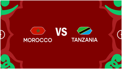 Morocco And Tanzania African Nations Morocco 2025 Flags Teams Countries African Football Logo Design Vector Illustration