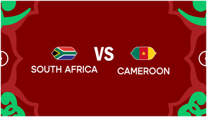 South Africa And Cameroon African Nations Morocco 2025 Flags Teams Countries African Football Logo Design Vector Illustration