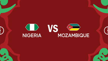 Nigeria And Mozambique African Nations Morocco 2025 Flags Teams Countries African Football Logo Design Vector Illustration