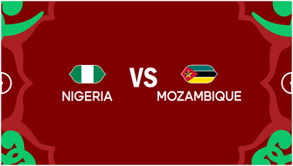 Nigeria And Mozambique African Nations Morocco 2025 Flags Teams Countries African Football Logo Design Vector Illustration
