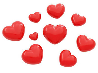 Obraz premium Scattered red hearts expressing love and affection
