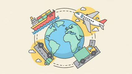 Global transportation modes around the world for logistics and travel
