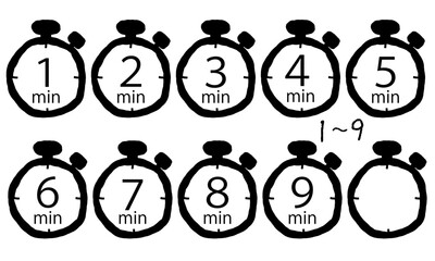 手描きのストップウォッチの１分刻みセット