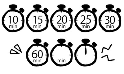 手描きの五分間隔のストップウォッチ時間アイコンセット