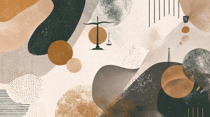 Legal Compliance Banner Featuring Abstract Checklist Shapes in a Neutral Color Scheme With Various Circles and Patterns