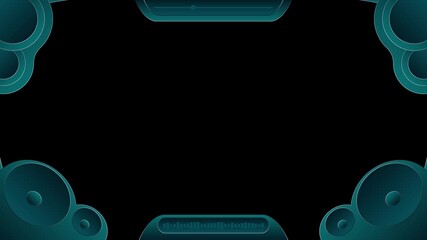 futuristic technology frame animation with sound system and soundwave decoration - Powered by Adobe