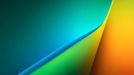 Dynamic gradient background with curved layers of teal. green. and yellow for abstract design and