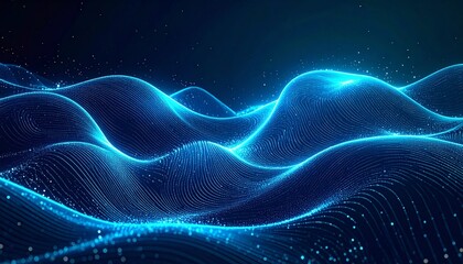Dynamic abstract blue technology background with flowing data lines and glowing particles, illustrating digital information networks and futuristic intelligent systems for global connectivity