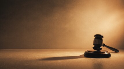 Concept of Legal System With Gavel Silhouette on a Surface Showing Empty Space for Text in Neutral Tones
