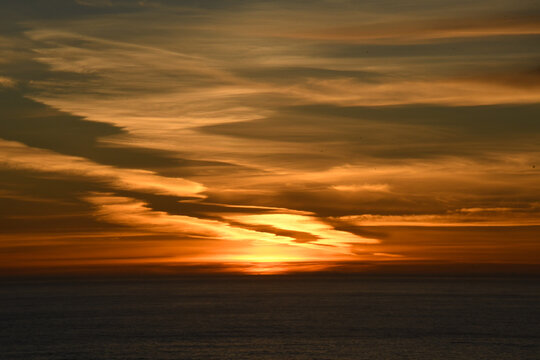 Degrading contrails over Pacific Ocean from jets coming in from Hawaii or Asia