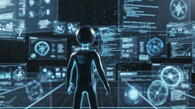 Alien Tech Interface - Futuristic Alien Operating Advanced Technology.