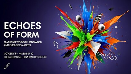 Vibrant Abstract Art Exhibition Poster Design.