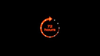 Orange Circular Timer with 72 Hours and Progress Dots on Black Background clock countdown - Powered by Adobe