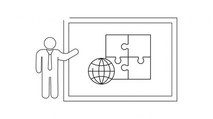 Global Business Strategy Presentation - Puzzle Pieces and World Integration.