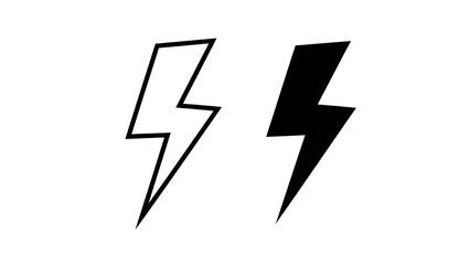Lightning bolt icon set with outlined and filled black symbols on white background