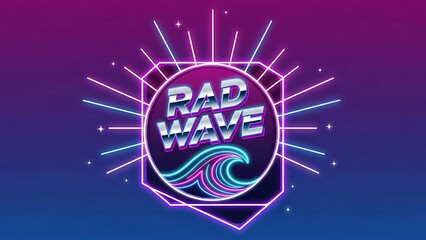 Neon Wave Logo Design Element.