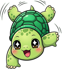 Cute cartoon turtle character with big eyes and a happy expression.