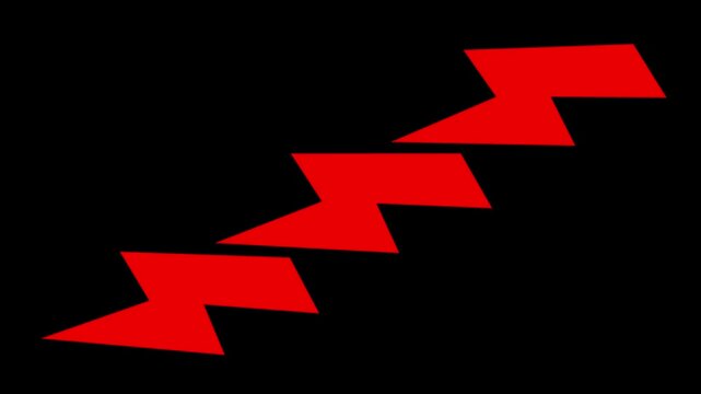 Red Jagged Staircase Symbol on Black Background stairs steps