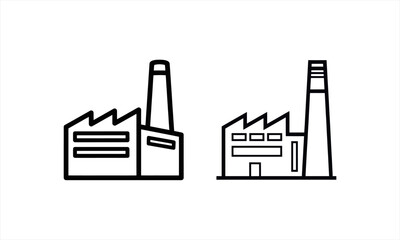 Obraz premium Two distinct factory building outlines with smokestacks.