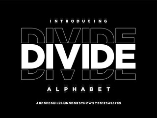 divided lines alphabet design with uppercase and numbers