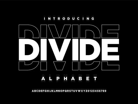 divided lines alphabet design with uppercase and numbers