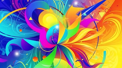 Vibrant Abstract Swirling Shapes and Colors.