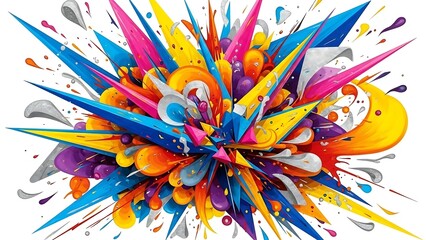 Vibrant Colorful Paint Splash Explosion Art.
