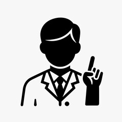 Fototapeta premium Professional Man Icon with Upraised Index Finger Signaling Idea or Warning