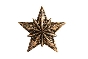 Fototapeta premium Decorative Gold Star Ornament on White Background