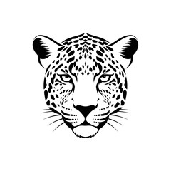 A striking black and white illustration of a jaguar s face detailed and focused © Vector Hub24