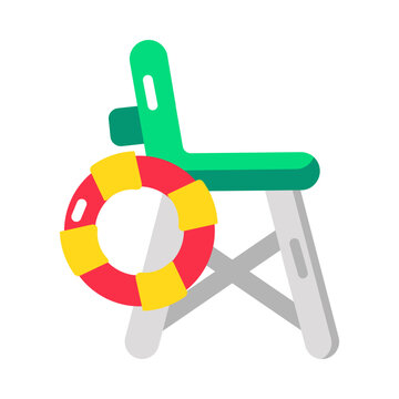 Flat style icon showing a lifeguard chair