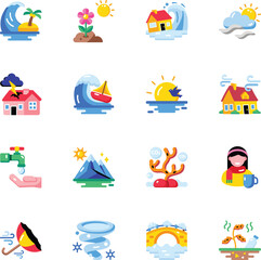Fototapeta premium Set of Flat Style Environmental Icons 