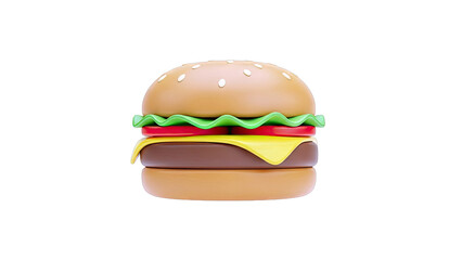 3D Render of a Cartoon Burger