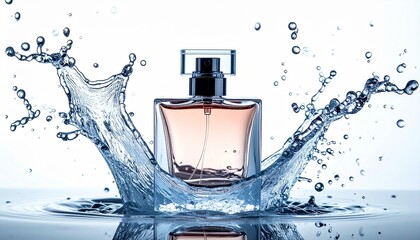 Elegance in a Bottle A Perfume Splash Captured in Motion