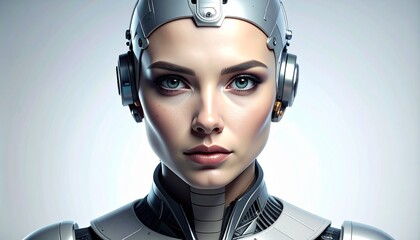 Sleek and Elegant AI Android Woman A Vision of Future Technology and Humanoid Robotics, Blending Sophistication with Advanced Digital Design