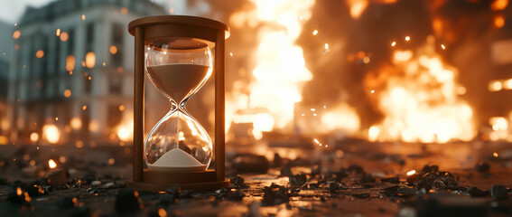 Hourglass and City Fire Destruction