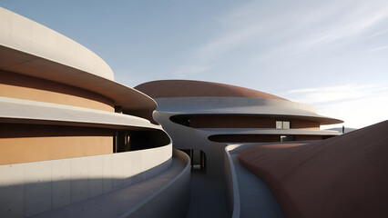 Organically Flowing Architectural Silhouettes with Fluid Lines in Modern Buildings