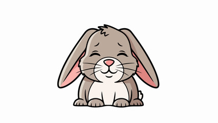 Fototapeta premium Light brown rabbit with pink inner ears and nose, seated upright on a light gray background