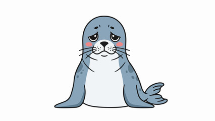 Obraz premium Cartoon-style seal illustration with expressive face and raised flippers