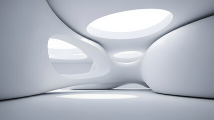 Organically Flowing Architectural Silhouettes with Fluid Lines in a Modern Interior Space