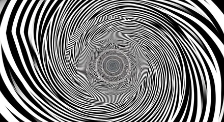 Hypnotic Spiral Illusion - A Mesmerizing Visual Vortex of Black and White.