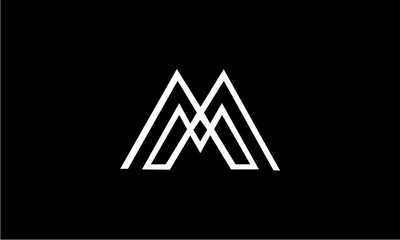 Modern Minimalist Monogram M Logo Design on Black Background.