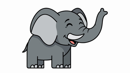 Obraz premium Single elephant illustration with raised trunk and flapping ears on light background