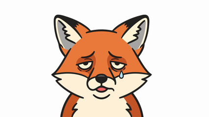 Fototapeta premium Close-up portrait of a fox with a tear on its face, showcasing reddish-orange and cream fur tones