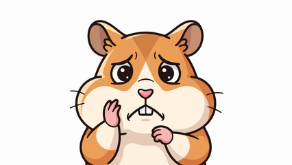 Naklejka premium Playful cartoon hamster with large round eyes and prominent cheeks touching its face