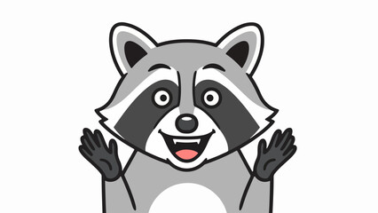 Naklejka premium Illustration of a raccoon with black and gray fur on a light gray background