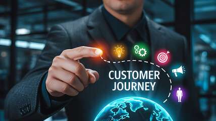 Customer Journey Digital Marketing Concept With Business Touch Interface
